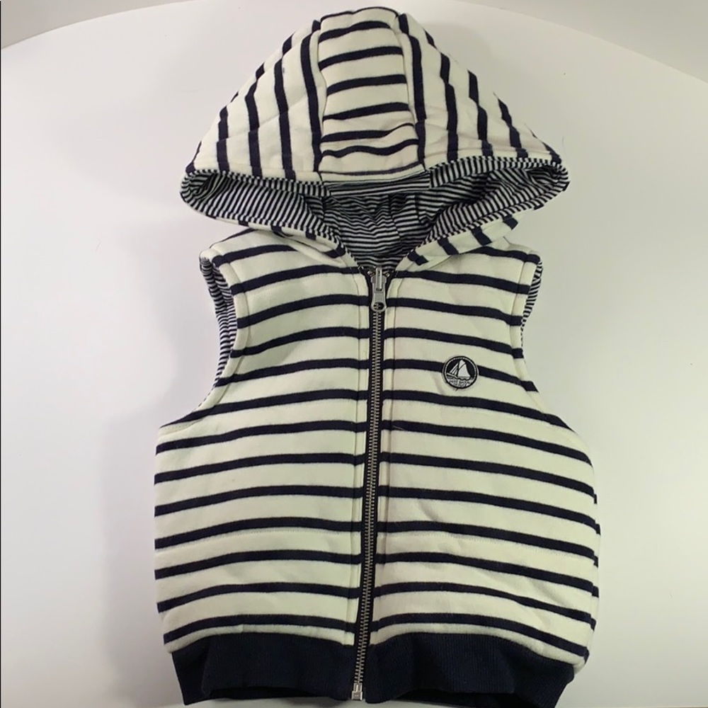 Petit Bateau quilted Breton style hoodie vest